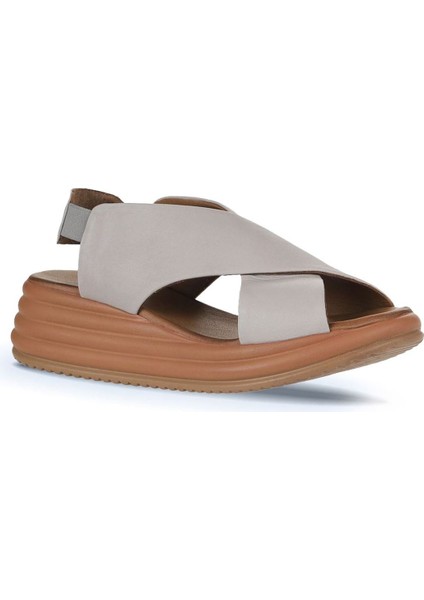 Gri Deri Kadın Dolgu Topuklu Sandalet 01WY5703 01WY5703 modelleri