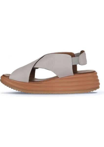 Gri Deri Kadın Dolgu Topuklu Sandalet 01WY5703 01WY5703 fırsatları