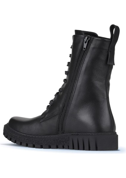 Siyah Deri Kadın Düz Bot 01WZ5208 01WZ5208 fırsatları