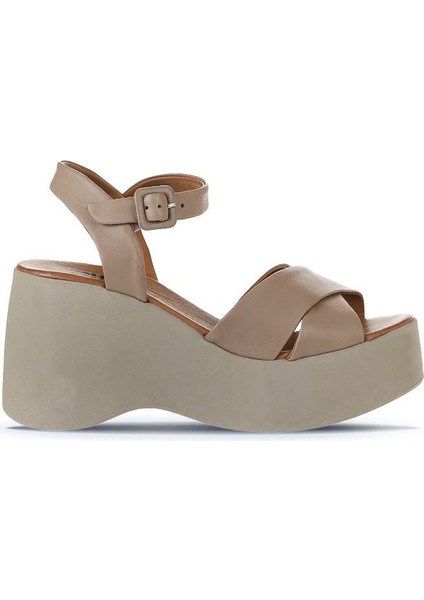 Gri Deri Kadın Dolgu Topuklu Sandalet 01WY9001 01WY9001 fiyatları