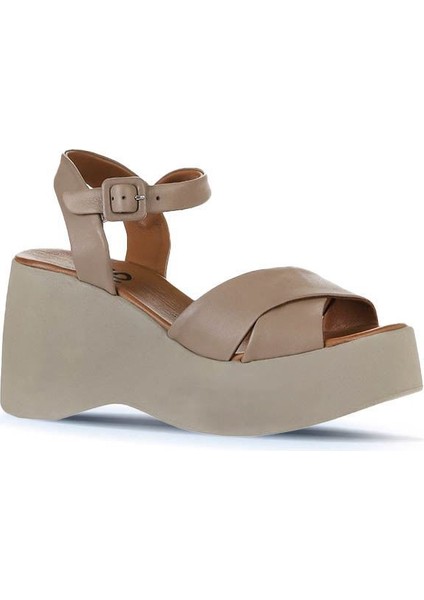 Gri Deri Kadın Dolgu Topuklu Sandalet 01WY9001 01WY9001 modelleri