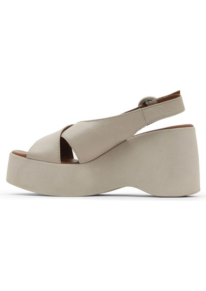 Gri Deri Kadın Dolgu Topuklu Sandalet 01WY9007 01WY9007 fırsatları