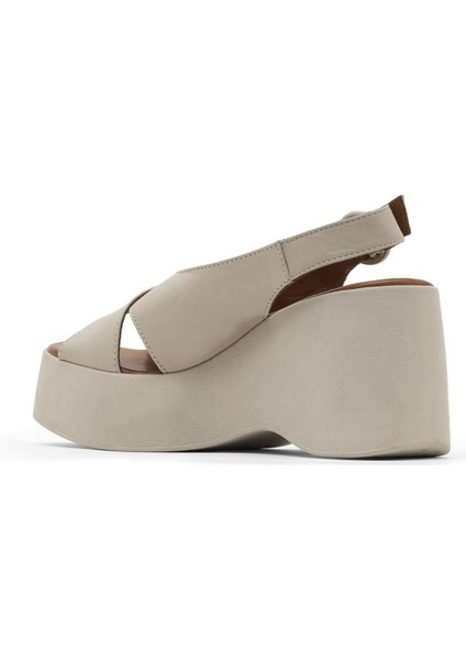 Gri Deri Kadın Dolgu Topuklu Sandalet 01WY9007 01WY9007 indirimleri