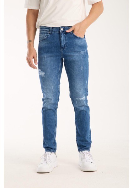 Erkek Slim Fit Esnek Kumaş, %98 Pamuklu Dar Kalıp Jean