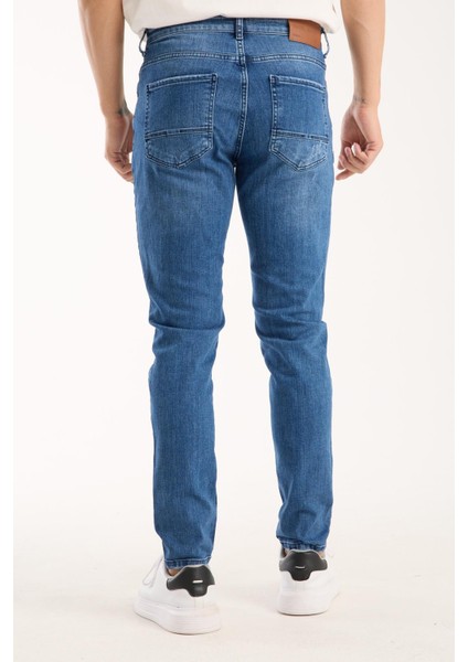 Erkek Slim Fit Esnek Kumaş, %98 Pamuklu Dar Kalıp Jean