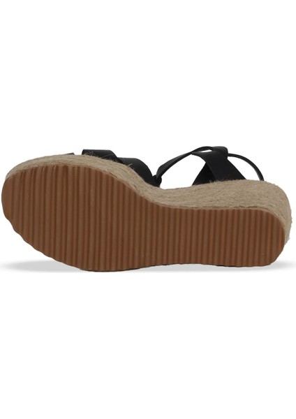 Siyah Deri Kadın Dolgu Topuklu Sandalet 14WS72402 14WS72402 indirimleri