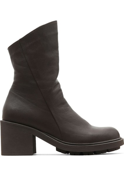 Kahverengi Deri Kadın Topuklu Bot 01WZ7905 01WZ7905