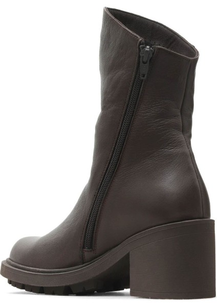 Kahverengi Deri Kadın Topuklu Bot 01WZ7905 01WZ7905 fırsatları