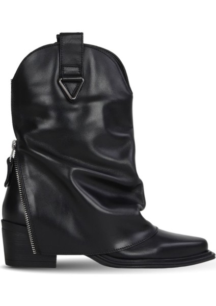 Siyah Deri Kadın Topuklu Bot 39WB9419 39WB9419