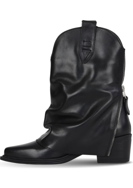 Siyah Deri Kadın Topuklu Bot 39WB9419 39WB9419 modelleri