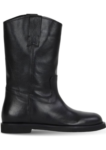 Siyah Shirinkle Deri Kadın Düz Bot 39WB810 39WB810