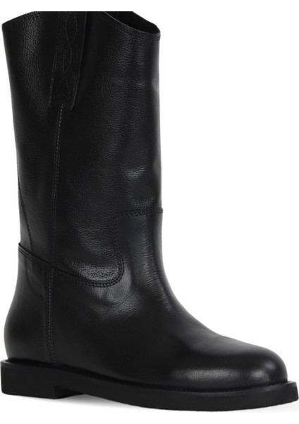 Siyah Shirinkle Deri Kadın Düz Bot 39WB810 39WB810 fiyatları