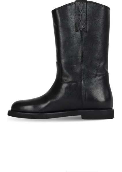 Siyah Shirinkle Deri Kadın Düz Bot 39WB810 39WB810 modelleri