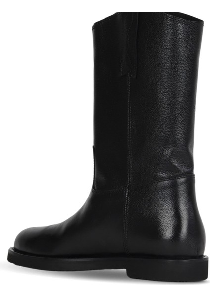 Siyah Shirinkle Deri Kadın Düz Bot 39WB810 39WB810 fırsatları