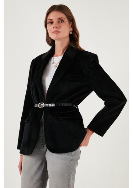 Regular Fit Astarlı Kemer Detaylı Peluş Dokulu Ceket Bayan Ceket 6839490 modelleri