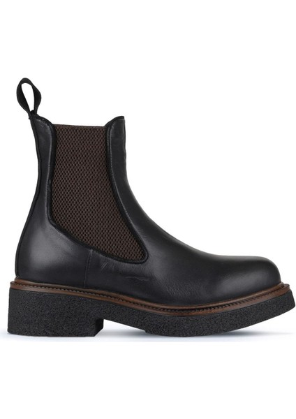 Siyah Deri Kadın Düz Bot 01WZ4300 01WZ4300