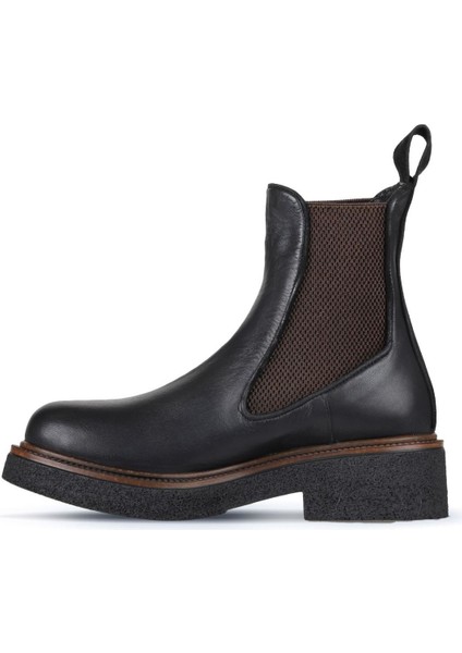 Siyah Deri Kadın Düz Bot 01WZ4300 01WZ4300 modelleri