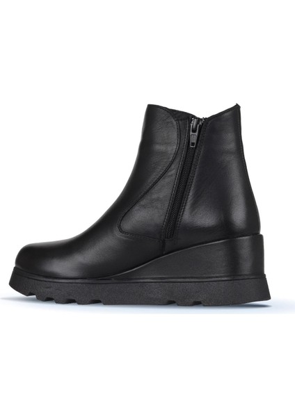 Siyah Deri Kadın Dolgu Topuklu Bot 01WZ7201 01WZ7201 fırsatları