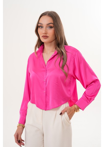 Pembe Saten Gömlek modelleri