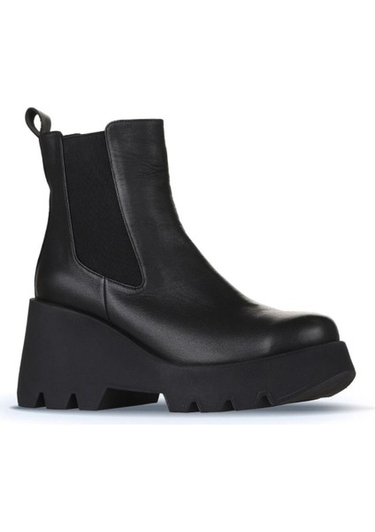 Siyah Deri Kadın Dolgu Topuklu Bot 01WZ8403 01WZ8403 fiyatları