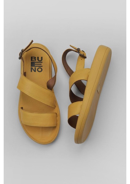 Sarı Deri Kadın Düz Sandalet 01WY2300 01WY2300