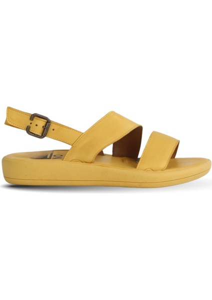 Sarı Deri Kadın Düz Sandalet 01WY2300 01WY2300 fiyatları