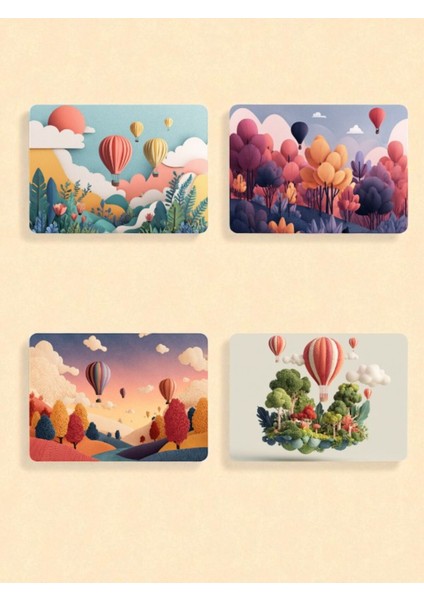 Balon ve Doğa Baskılı 4'lü Mousepad 17X21 cm