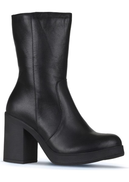 Siyah Deri Kadın Topuklu Bot 01WZ3203 01WZ3203 fiyatları