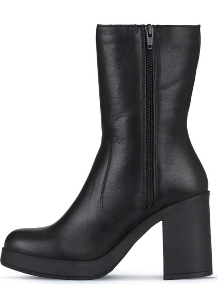 Siyah Deri Kadın Topuklu Bot 01WZ3203 01WZ3203 modelleri