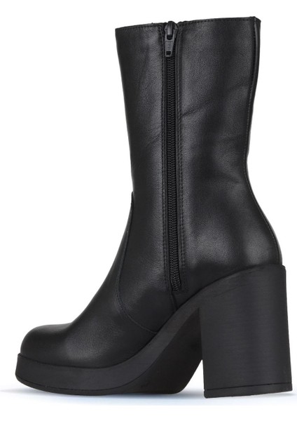 Siyah Deri Kadın Topuklu Bot 01WZ3203 01WZ3203 fırsatları