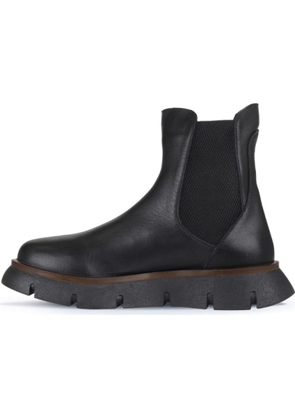 Siyah Deri Kadın Düz Bot 01WZ1503 01WZ1503 modelleri