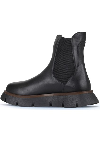 Siyah Deri Kadın Düz Bot 01WZ1503 01WZ1503 fırsatları