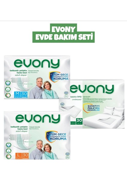 Yetişkin Hasta Bezi Medium - Large 30'lu & Hasta Altı Örtüsü 30'lu