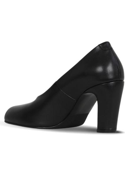 Siyah Deri Kadın Topuklu Ayakkabı 42WA6243 42WA6243 fırsatları