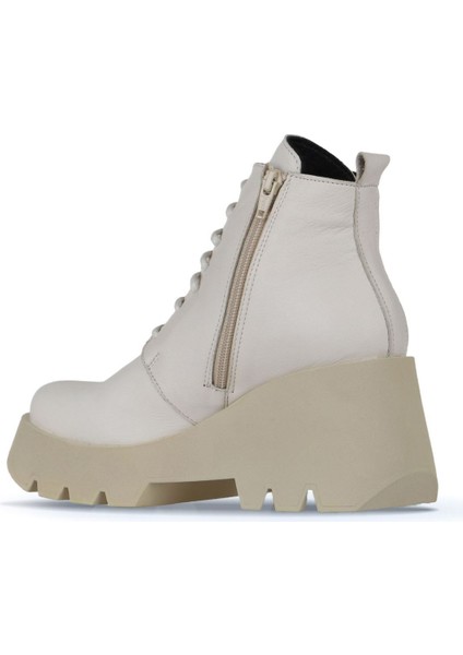 Bej Deri Kadın Dolgu Topuklu Bot 01WZ8402 01WZ8402 fırsatları