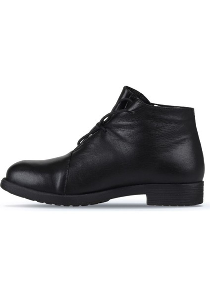 Siyah Deri Kadın Düz Bot 01WZ7312 01WZ7312 modelleri
