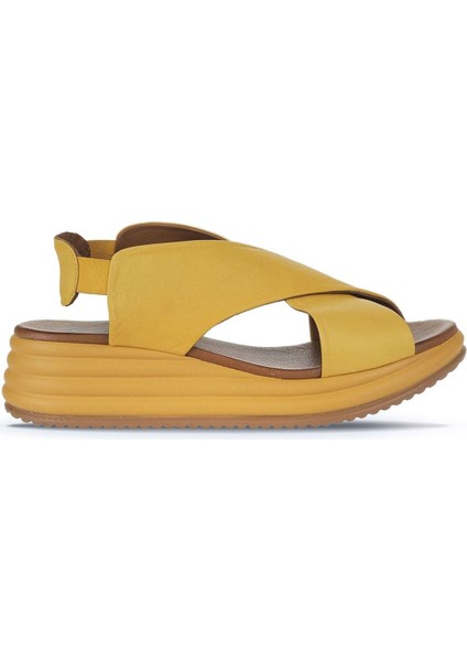Sarı Deri Kadın Dolgu Topuklu Sandalet 01WY5703 01WY5703 fiyatları