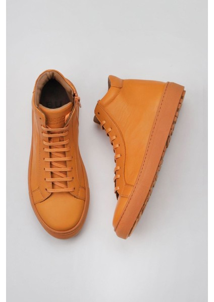 Turuncu Deri Kadın Düz Bot 01WZ7700 01WZ7700 fiyatları