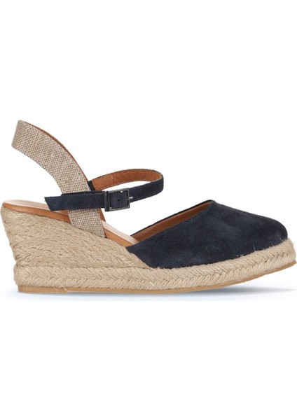 Lacivert Süet Kadın Dolgu Topuklu Sandalet 14WS7205 14WS7205