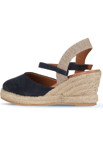 Lacivert Süet Kadın Dolgu Topuklu Sandalet 14WS7205 14WS7205 fırsatları