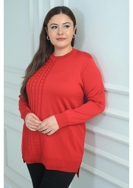 Kadın Tek Taraf Saç Örgülü Büyük Beden Likralı Tunik Bluz modelleri