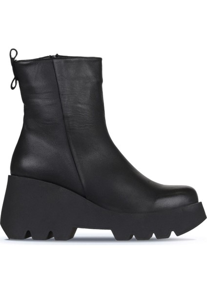 Siyah Deri Kadın Dolgu Topuklu Bot 01WZ8404 01WZ8404