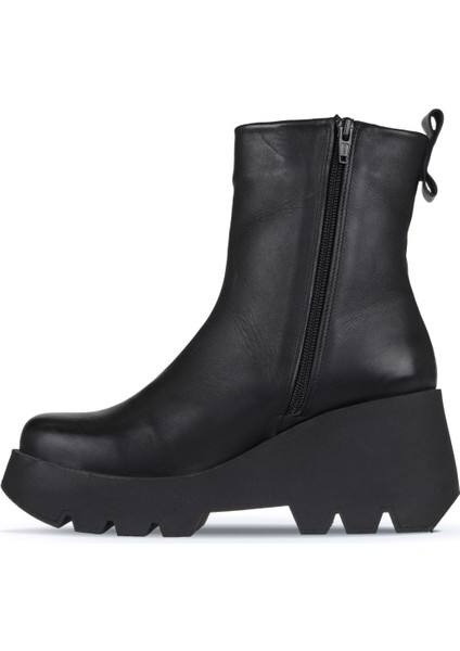 Siyah Deri Kadın Dolgu Topuklu Bot 01WZ8404 01WZ8404 modelleri