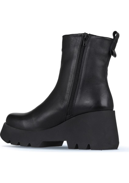 Siyah Deri Kadın Dolgu Topuklu Bot 01WZ8404 01WZ8404 fırsatları