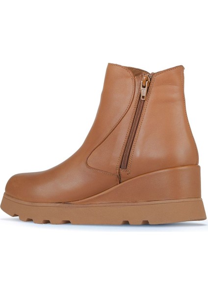Taba Deri Kadın Dolgu Topuklu Bot 01WZ7201 01WZ7201 fırsatları