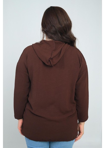 Kadın Kapüşonlu Önü Düğmeli Cepli Fistolu Büyük Beden Hırka fırsatları