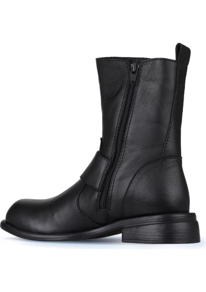 Siyah Deri Kadın Düz Bot 01WZ6800 01WZ6800 fırsatları