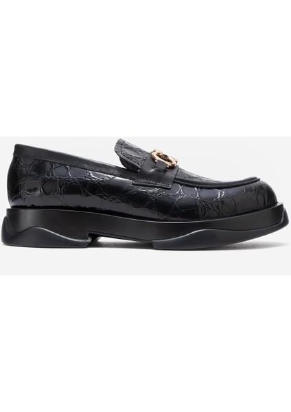 Erkek Tokalı Loafer Ayakkabı Gerçek Deri Mc 22495 Siyah