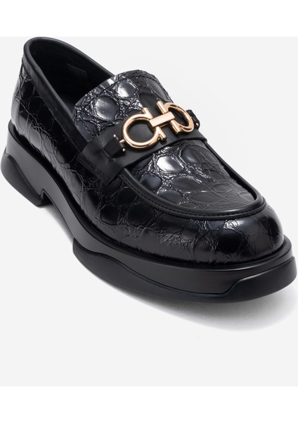 Erkek Tokalı Loafer Ayakkabı Gerçek Deri Mc 22495 Siyah modelleri