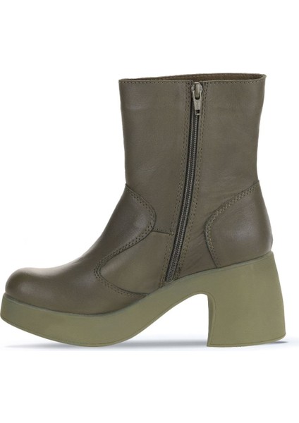 Haki Deri Kadın Topuklu Bot 01WZ7000 01WZ7000 modelleri